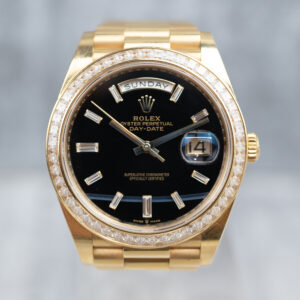 Rolex Day-Date 40 228398TBR Yellow Gold Onyx Baguette Diamond Dial (2022)